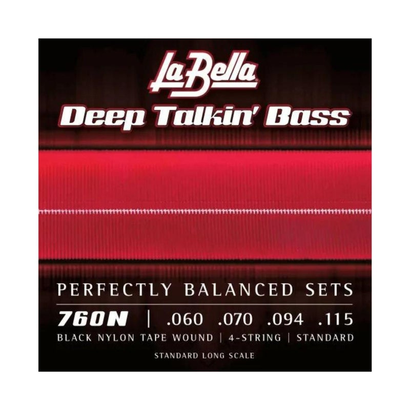 La Bella 760N Deep Talkin' Bass Black Nylon Tape, 4-String Standard Bass Guitar Strings 60-115 - Image 2